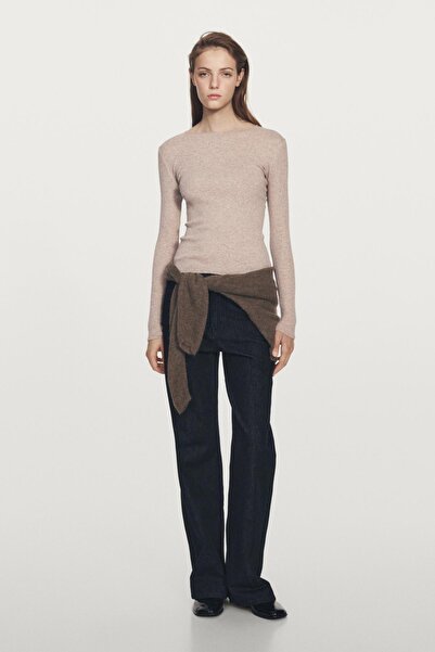 Massimo Dutti Fitilli detaylı uzun kollu t-shirt