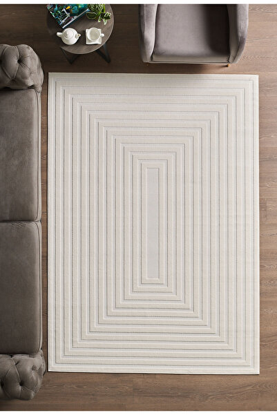 Modern Şık Tasarımlı Sisal Salon Oturma Odası Yolluk Krem Halı