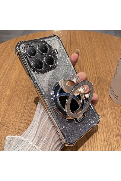 Generic Magnetic Glitter Case for Xiaomi 15T，Sparkly Stand，Makeup Mirror，Gradient Xiao mi 15 T 5G Cover