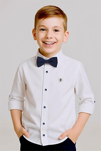 Breeze Πουκάμισο για αγόρι με παπιγιόν 3-7 ετών, λευκό