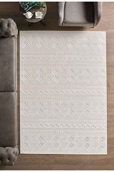 Modern Şık Tasarımlı Sisal Salon Oturma Odası Yolluk Krem Halı