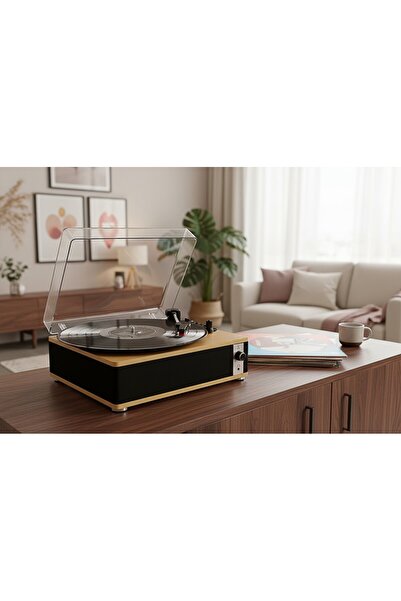 fomix FM-109 Siyah Hoparlörlü Bluetoothlu Pikap Plak Çalar