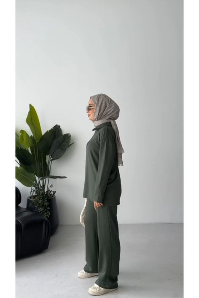 Butik Half-Zip Khaki Green Modal Suit