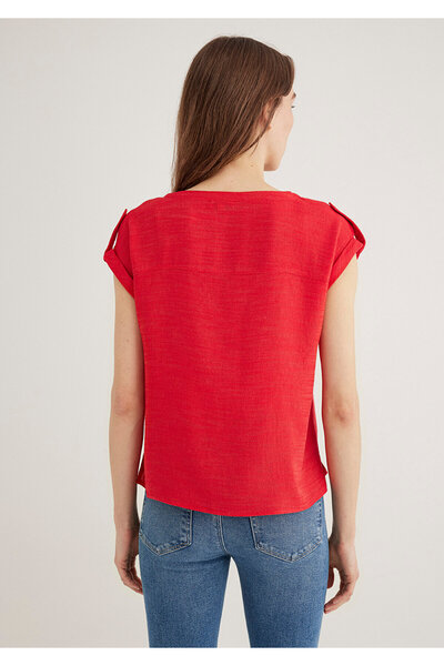 Mavi Rote Bluse mit V-Ausschnitt 122504-30648