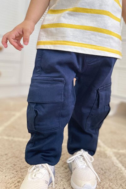 Breeze Παντελόνι για αγόρια πλαϊνή τσέπη τεμαχίων με ελαστική μέση 1,5-5 ετών, σκούρο μπλε