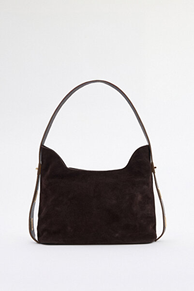 Miales Bitter Brown, 100% Genuine Suede Leather Women's Shoulder Bag with Zip...