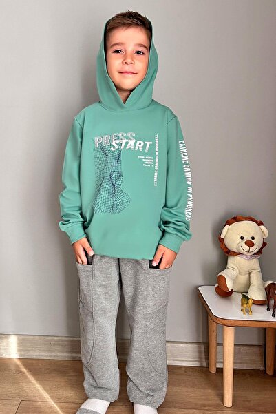 Breeze Φόρμα για αγόρια με θέμα το παιχνίδι με μπροστινές τσέπες ηλικίας 5-10 ετών, πράσινο μέντας