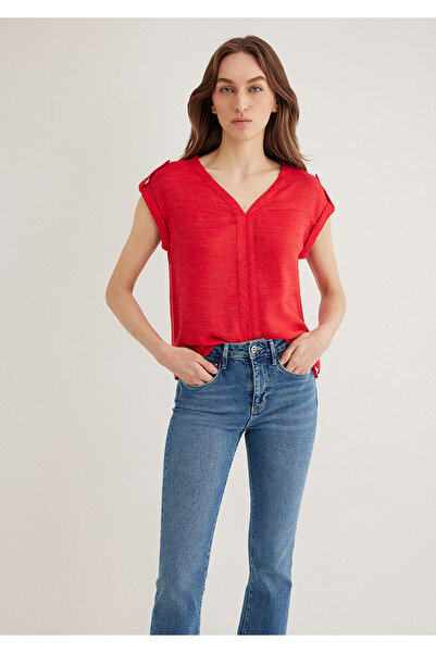 Mavi Rote Bluse mit V-Ausschnitt 122504-30648