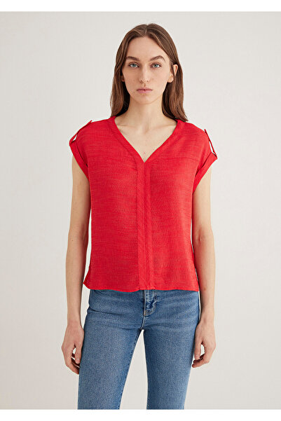 Mavi Rote Bluse mit V-Ausschnitt 122504-30648