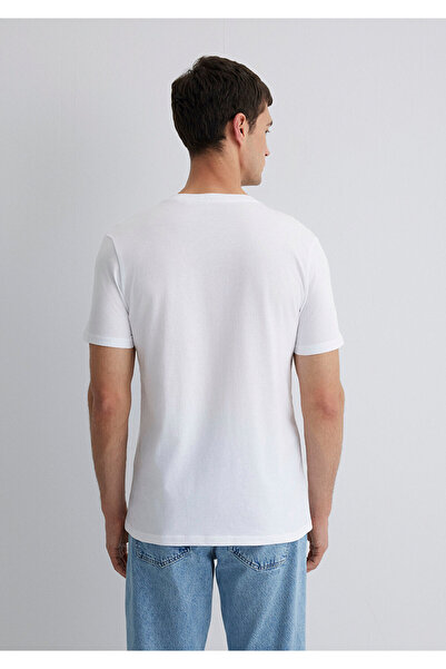 Mavi Weißes T-Shirt mit Bosporus-Istanbul-Aufdruck, normale Passform/normaler Schnitt, 067054-620