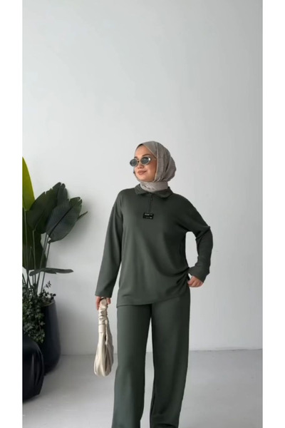 Butik Half-Zip Khaki Green Modal Suit