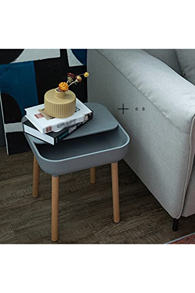 OEM Minimalist coffee table for living room or bedroom, square shape, wooden legs (40x40x47 cm)