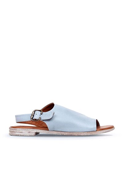 BUENO Shoes Blue Leather Women's Flat Sandals 01Wn5000