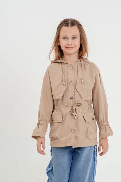 HAUSEkids 4-16 Years Cat Polina Water Repellent Girl's Raincoat & Windbreaker-Latte