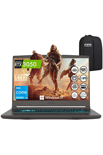 MSI Thin 15 i5 13420H RTX3050 16GB RAM 1TB SSD 15.6" FHD IPS 144Hz W11 Taşınabilir Bilgisayar