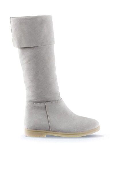Bueno Shoes Beyaz Süet Kadın Düz Çizme 01wt3307