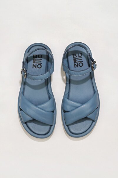 Bueno Shoes صندل نسائي من الجلد باللون الأزرق 01wu5901