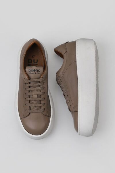 Bueno Shoes Γκρι Δερμάτινα Γυναικεία Sneakers 01wv5507