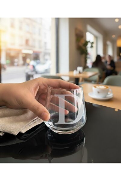 DECOSTYLE D Letter Laser Cut Non-Removable Glass Cup-Candle Holder-Pen Holder-Suitable for Use as a Mini Vase 1 Pc