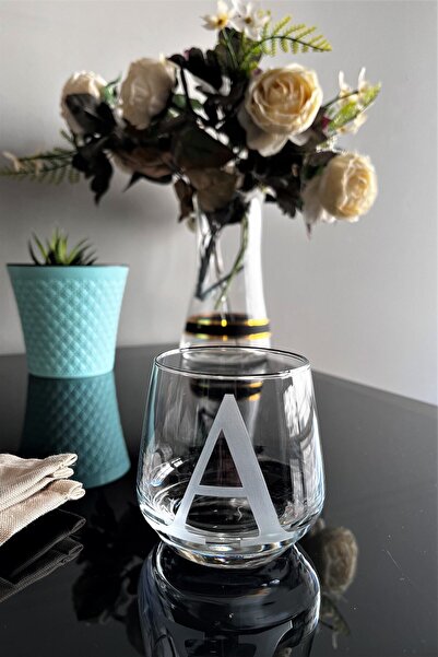 DECOSTYLE Letter a Laser Cut Non-Removable Glass Cup-Candle Holder-Pen Holder-Suitable for Use as a Mini Vase 1 Piece