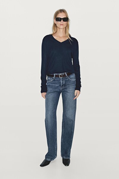 Massimo Dutti Orta bel geniş paça jean