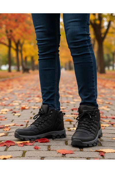 Budaks Ανδρικές μπότες με επένδυση από γούνα, ανθεκτικές στο νερό και το χιόνι, χειμερινές μπότες πεζοπορίας με φερμουάρ και κορδόνια