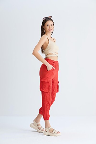 nurneva Pantaloni pentru femei, buzunar cargo piese, talie înaltă lungime la ...