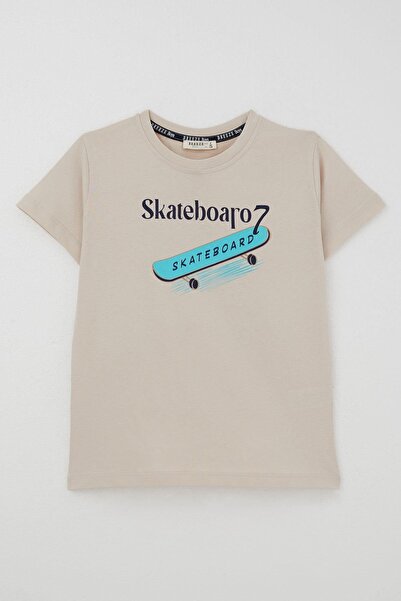 Breeze 8-12 років, хлопчик, бежева футболка - принт скейтборд