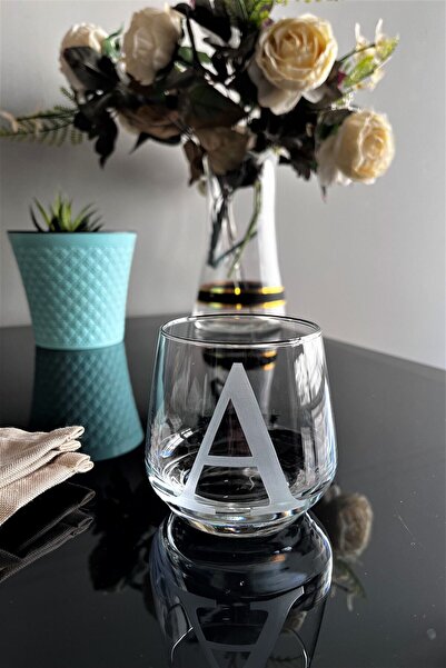 DECOSTYLE Letter a Laser Cut Non-Removable Glass Cup-Candle Holder-Pen Holder-Suitable for Use as a Mini Vase 1 Piece