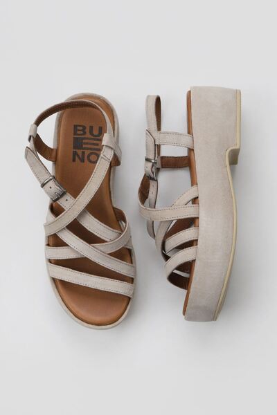 Bueno Shoes Γυναικεία Flat σανδάλια Beige Suede 01wu6006