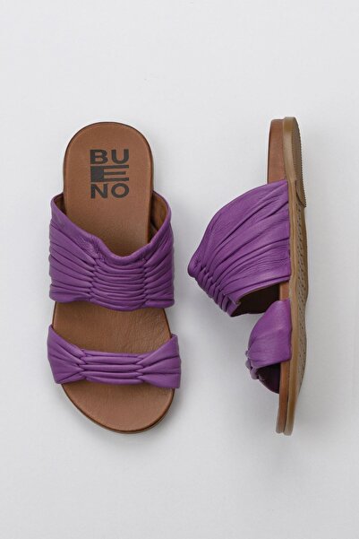 Bueno Shoes Lilac Leather Women's Slippers - Plain Design 01wu4235