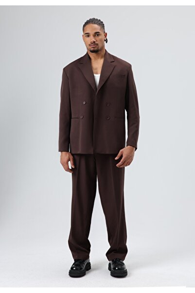 VAMOSCLO Oversized Double-Breasted Suit Dark Brown