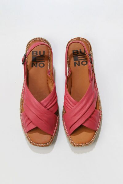 Bueno Shoes صندل إسبادريل نسائي من الجلد الفوشيا 01ws9912