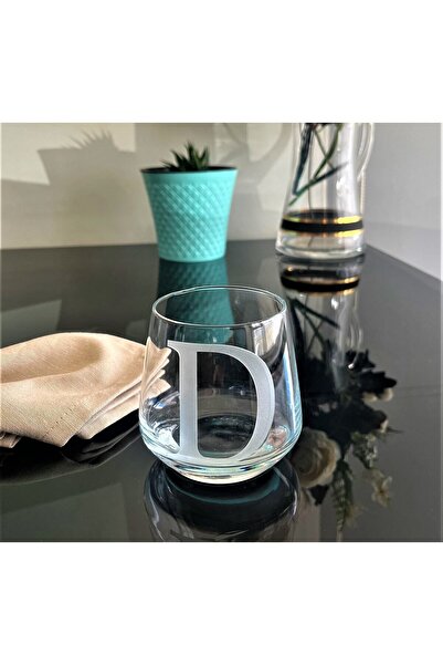 DECOSTYLE D Letter Laser Cut Non-Removable Glass Cup-Candle Holder-Pen Holder-Suitable for Use as a Mini Vase 1 Pc