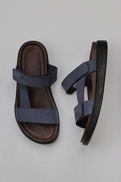 Bueno Shoes Navy Blue Nubuck Men's Flat Slippers 11t23345