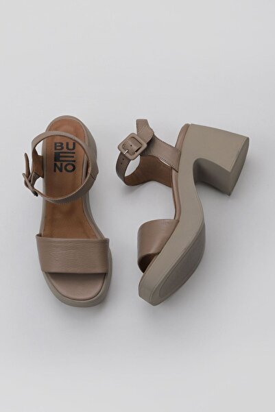 Bueno Shoes Γκρι δερμάτινα γυναικεία παπούτσια με τακούνι - 01wy12204