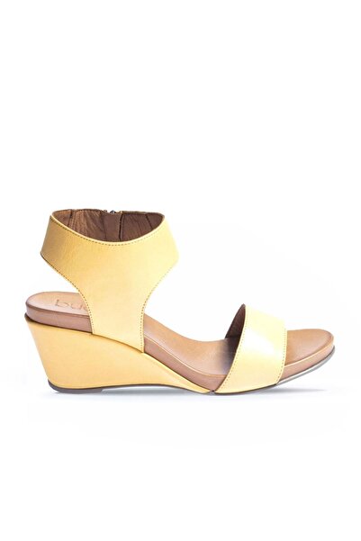 BUENO Жіночі сандалі на підборах з жовтою шкірою - 01wn0501