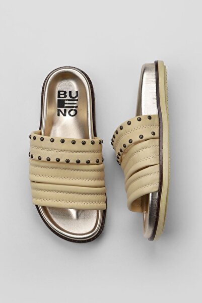 Bueno Shoes Жіночі жовті шкіряні плоскі капці - 01wu5829