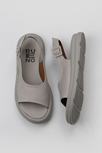 Bueno Shoes Ecru Δερμάτινα Γυναικεία Flat σανδάλια 01wy9404