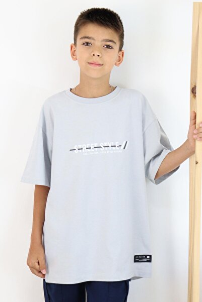 Breeze Футболка для хлопчиків з принтом та гербом, 9-14 років, світло-сіра