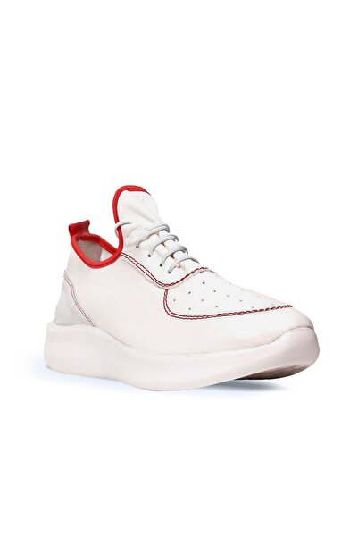 BUENO Shoes White Red Leather Men's Sports Shoes 01Mq10204