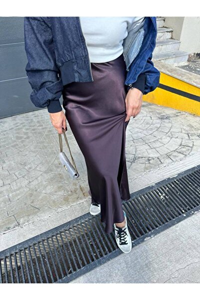 FioriModa Maxi Μήκος Μακριά Σατέν Φούστα με Ελαστική μέση