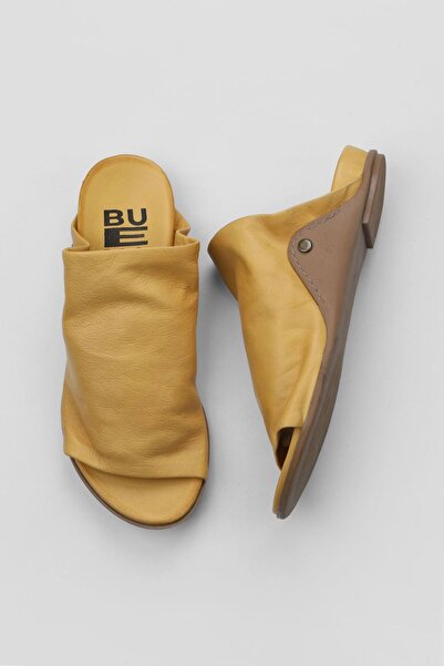 Bueno Shoes 01wu7602 Модель Жовті шкіряні жіночі плоскі капці