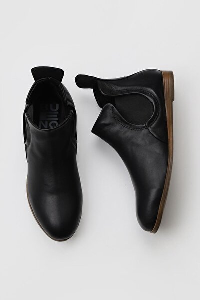Bueno Shoes Μαύρα Δερμάτινα Γυναικεία Μποτάκια - Flat Cut 01wp1602