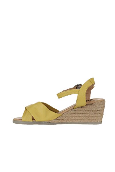 Bueno Shoes Yellow Leather Women's Wedge Heeled Espadrille Sandals 01Ws11100