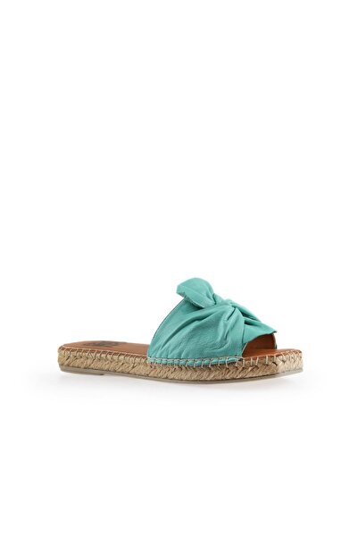 Bueno Shoes Yeşil Nil Deri Kadın Espadril Terlik 01ws9900