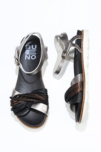 Bueno Shoes Μαύρα Multi Leather Γυναικεία Επίπεδα Σανδάλια 01wu2403
