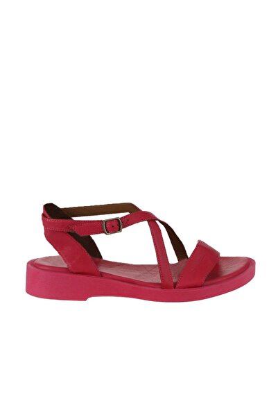 Bueno Shoes Φούξια Δερμάτινα Γυναικεία Σανδάλια - Flat Design 01wy2915