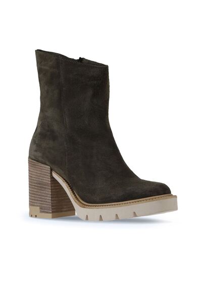 Bueno Shoes 01wv0500 modell Khaki velúr női sarkú csizma