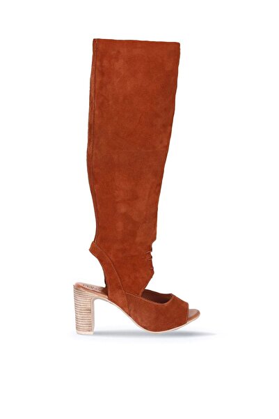 Bueno Shoes Cizme cu toc pentru femei din piele intoarsa maro - 01wq6905